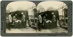 Locating a Bullet with an X-ray Machine, French Field Hospital, World War I (Stereographic Card)