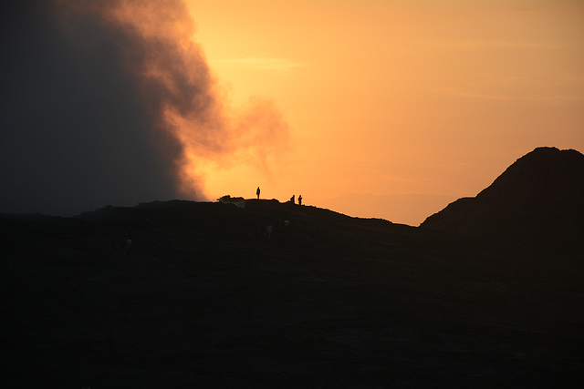 Sunrise over the Crater of the Volcano of Erta Ale