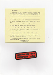 MacKenzie Bus Line survey form and uniform badge