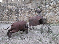 Sculptural set of bull and horse.