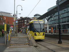 DSCF0661 Manchester Metrolink car set 3024 in Manchester -  5 Jul 2015