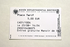 Ticket for the Musée Départemental Breton