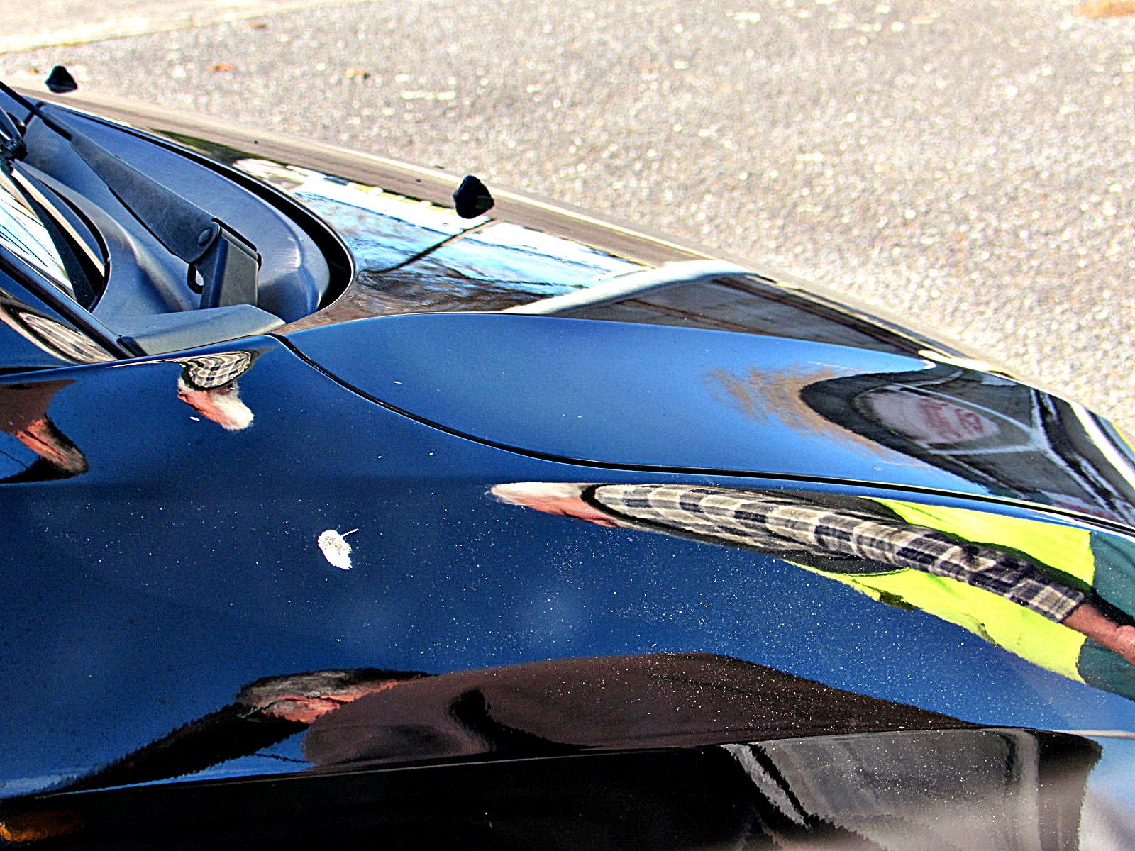 Reflections on a Car Bonnet.