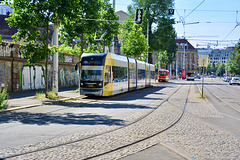 Leipzig 2019 – Große Leipzig-Stadtrundfahrt mit der Straßenbahn – LVB 1206 and 1600 “Offener Leipziger” on the Kurt-Schumacher-Straße