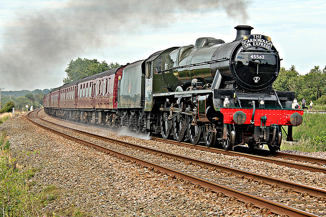 Stanier LMS class 6P Jubilee 45699 GALATEA running as 45562 ALBERTA at Pasture Lane Crossing with 1Z27 16.41 Scarborough - Carnforth  The Sarborough Spa Express 30th July 2020 ( steam as far as York)
