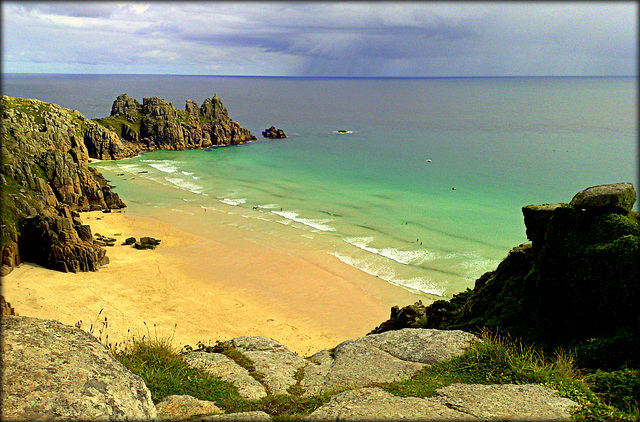 Porthcurno, Logan Rock, Pednvounder Beach.Trereen Dinas South. Best on large I think.