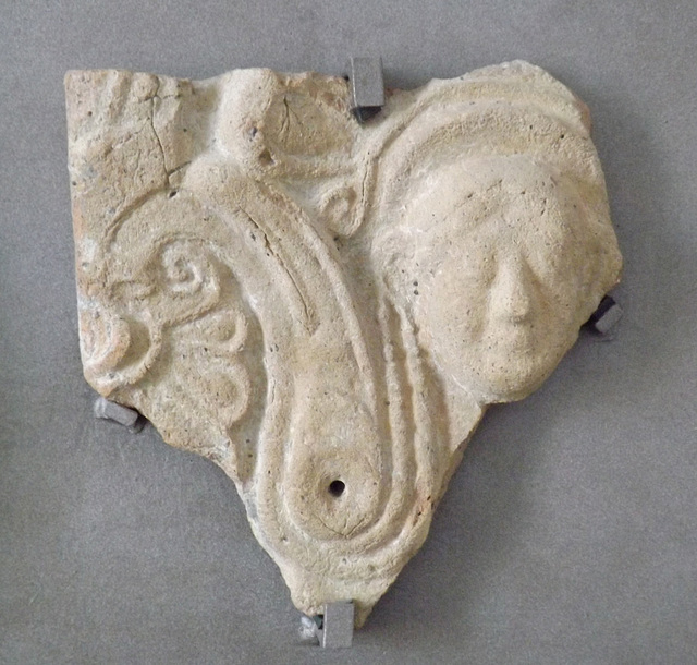 Cover Slab with an Anthemion and Female Face in the Museo Campi Flegrei, June 2013