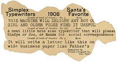 Simplex Typewriters, Santa's Favorite, 1908