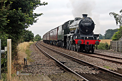 Stanier LMS class 6P Jubilee 45699 GALATEA running as 45562 ALBERTA at Low Scamston Crossing with 1Z27 16.41 Scarborough - Carnforth The Scarborough Spa Express 13th August 2020 (steam as far as York)