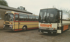 Hallmark Coaches D330 VVV and R Frankel NNC 853P in Rochdale – Apr 1989