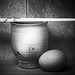 cup and egg b&w