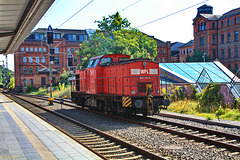 Diesellok V 100 (WFL 203 112-8) am Schweriner Hauptbahnhof