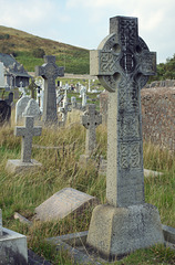 Celtic style crosses in the cemetery at St Tudno's Church