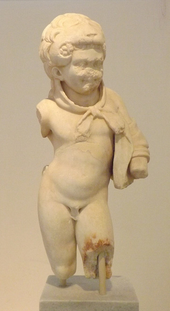 Statuette from the Athenian Acropolis of Herakles as a Child in the National Archaeological Museum in Athens, May 2014