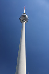The TV tower against a pure blue sky