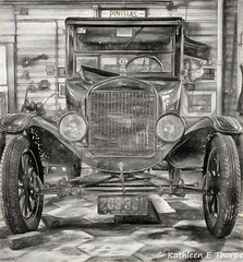 Heritage Village, 1925 Model T, Charcoal Sketch 032316
