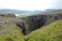 Iceland, The Canyon of Litlanesfoss and the Valley of Lagarfljót River in the Distance