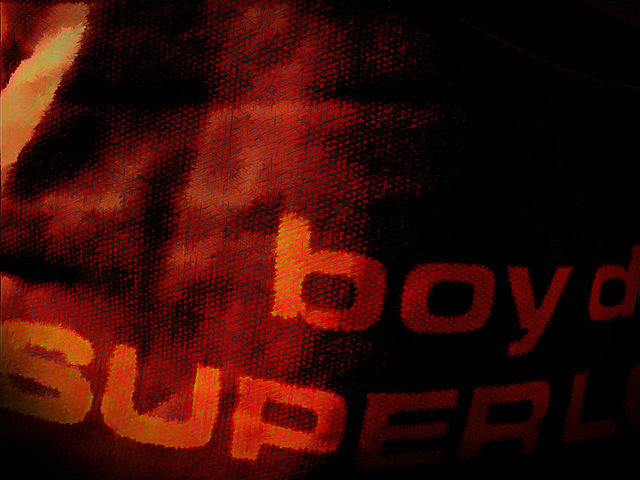 The complete message on this canvas bag is" Boy des super lover". It's from San Francisco's Japantown.