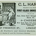 C. L. Hartz, Dealer in Meats and Cheese, Lancaster, Pennsylvania
