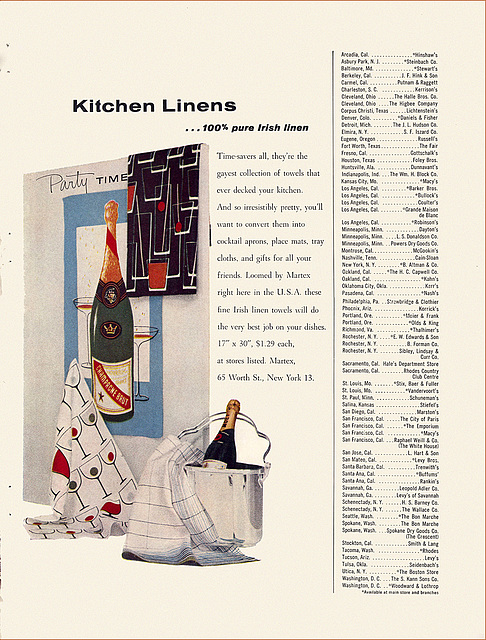 Martex Dish Towel Ad, 1957