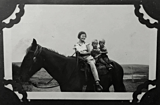 Mary and her little brothers, 1937