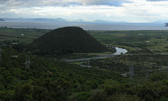 Lake Taupo and hill Maunganamu above Tokaanu canal