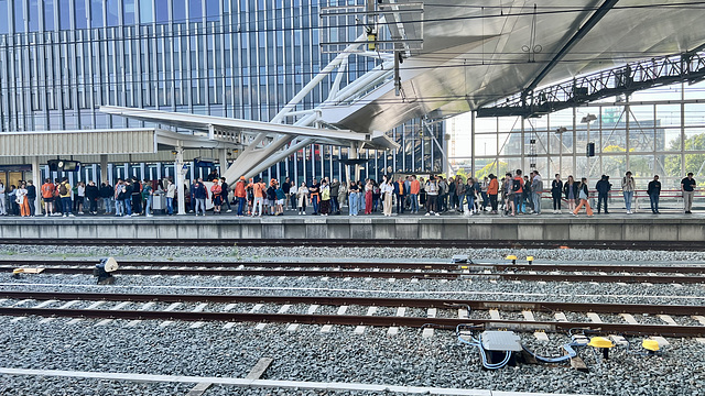 People waiting at Leiden Central Station