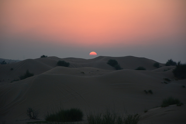 U.A.E., Dubai, The Sunset over the Arabian Desert