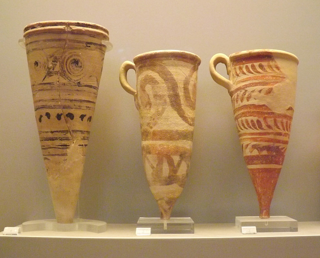 Group of 3 Rhyta in the National Archaeological Museum in Athens, June 2014