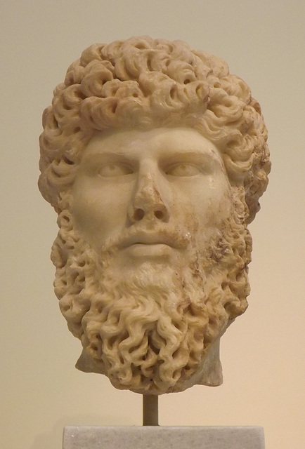 Portrait Head of Lucius Verus from Athens in the National Archaeological Museum of Athens, May 2014
