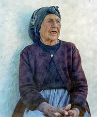 the old woman in blue