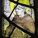 sissinghurst castle, kent   (9)late c16 saint in glass on the tower stair, possibly st francis
