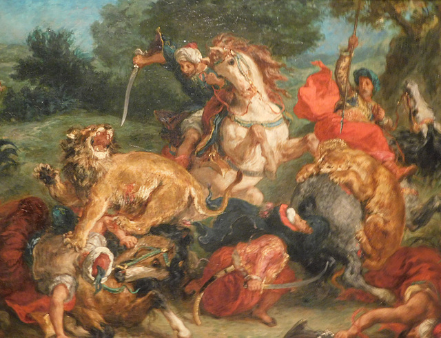 Detail of a Lion Hunt by Delacroix in the Metropolitan Museum of Art, January 2019