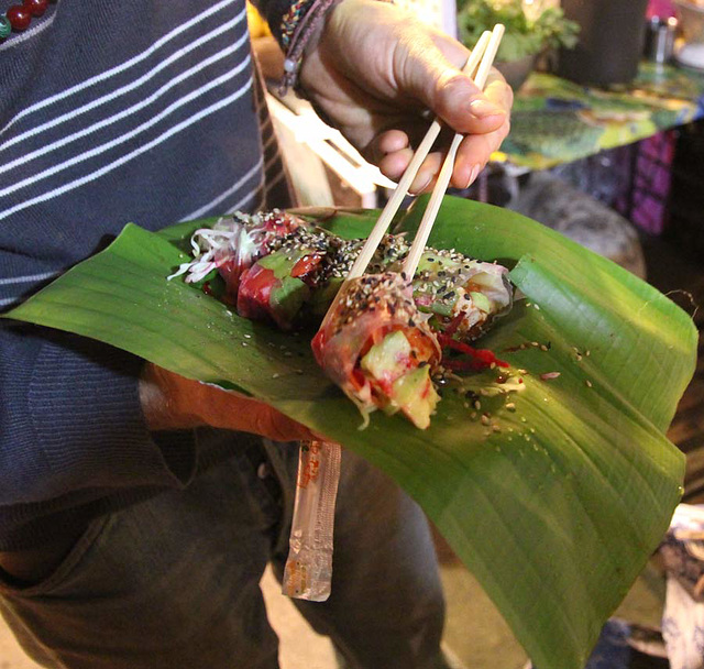 Vegetable wraps - great street food in Pai