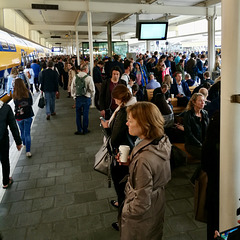 Busy platform at Leiden Centraal