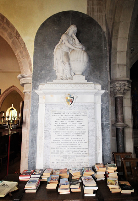 Memorial to Thomas Vernon, South Aisle, St Mary The Virgin's Church, Hanbury, Worcestershire