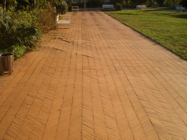 Brick pavement.