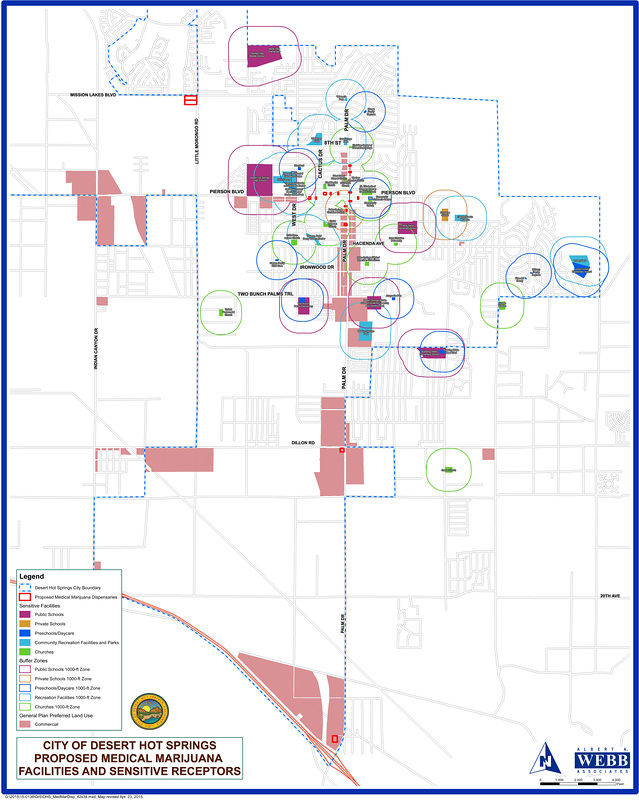Desert Hot Springs map of proposed MMJ dispensary locations