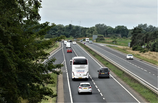 Ambassador Travel (National Express contractor) 210 (BF63 ZSK) on the A11 at Red Lodge - 14 Jul 2019 (P1030134)