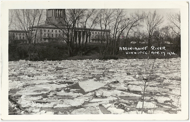 WP2069 WPG - ASSINIBOINE RIVER APR 17 1936 (SPRING ICE - LEGISLATIVE BLDG)