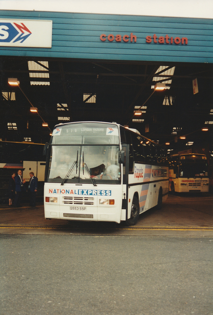Shaw-Hadwin G553 SSP leaving Digbeth Coach Station, Birmingham - 8 Sep 1995