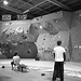 In a climbing gym