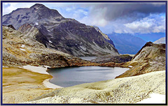 Il colle del Sommeiller nel 2008: oggi i laghi non ci sono più !  a 3020 mt. anche il ghiacciaio è  scomparso !