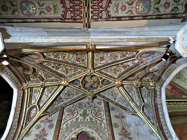 burford church, oxon (112) vaulting inside the chantry chapel of st peter in the nave, detail all by street