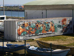 Painting on container.