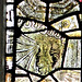 burford church, oxon (126) beastie fregment, perhaps a dragon, c15 glass