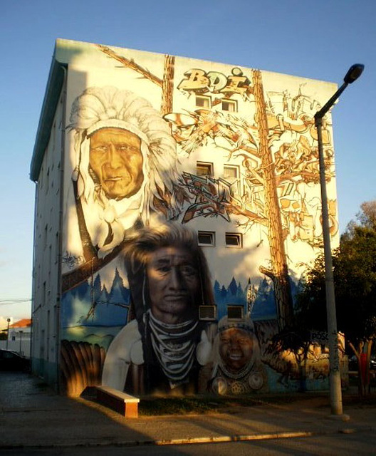 Mural of native Americans.