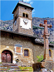Val Clarée :   eglise Saint Claude - orologio + meridiana