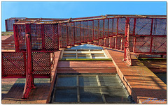 Red fire-escape fence