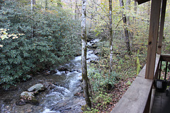 Behind our holiday cabin, was this rippling stream, taken from the back porch.!!  10-20